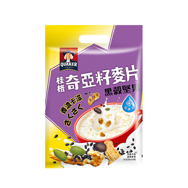 桂格 奇亞籽麥片黑穀堅果袋裝31gX10包[滿2件+1元多1件活動商品，請勿直接購買]