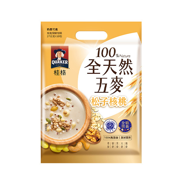 桂格 全天然五麥松子核桃袋裝27gX10包[滿2件+1元多1件活動商品，請勿直接購買]