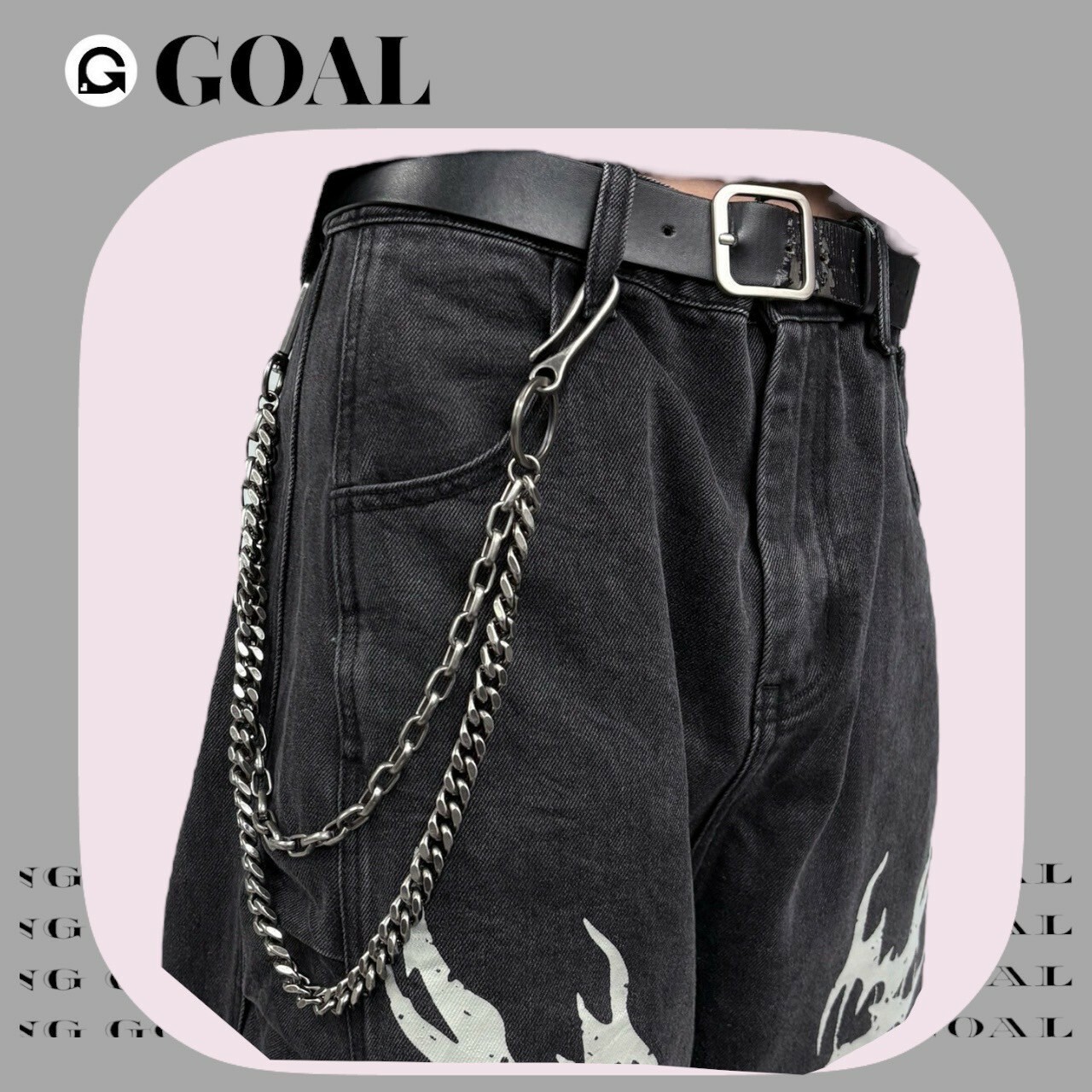 (GOAL) 雙層 金屬 鍊條 褲鍊