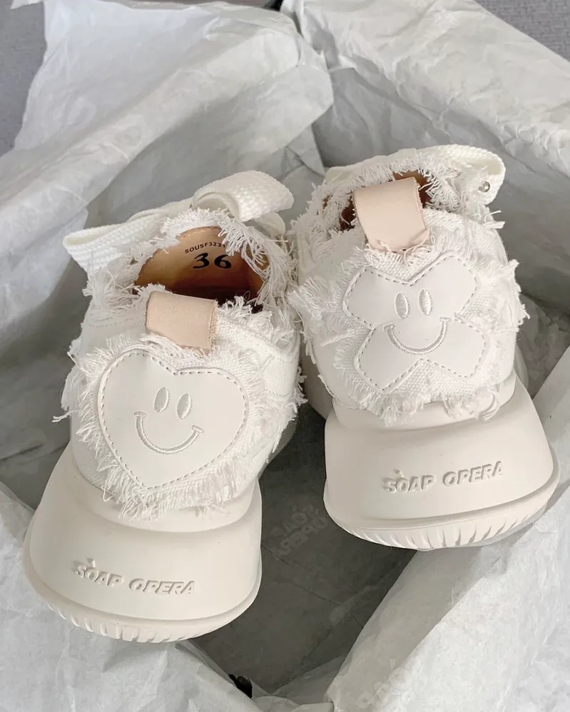 <王鶴棣同款> SOAP OPERA 大頭鞋 解構 開口笑 不修邊 厚底 增高5cm 奶白 SOUSF3231229