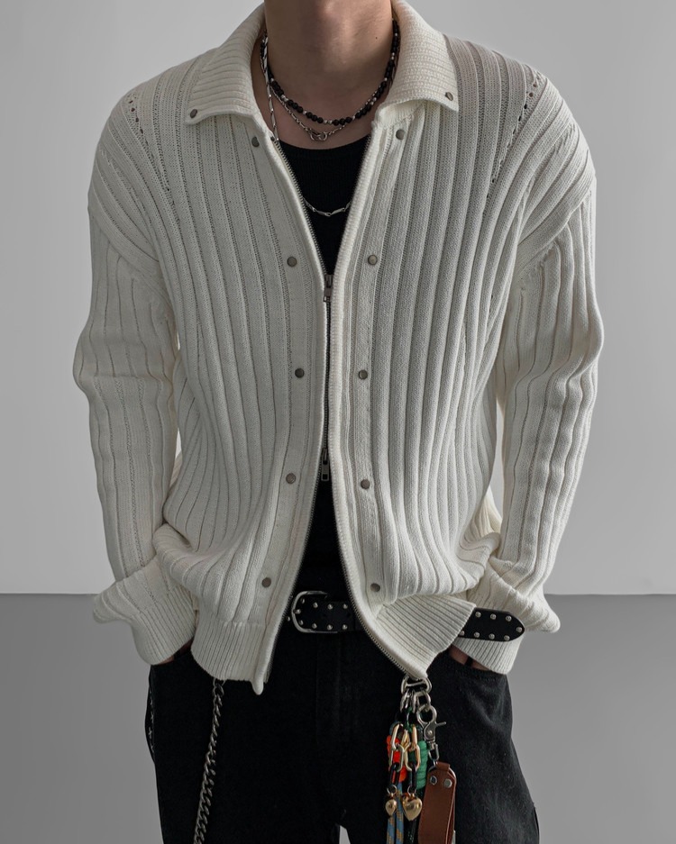 鉚釘針織拉鍊衫