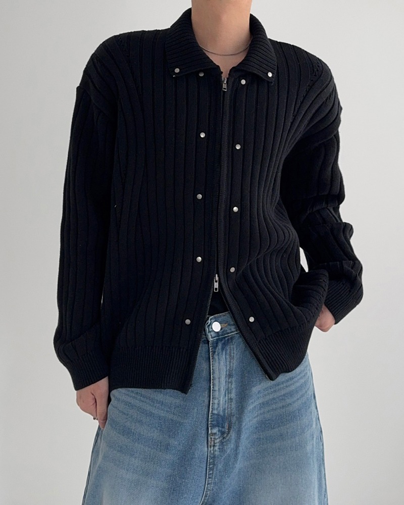 鉚釘針織拉鍊衫
