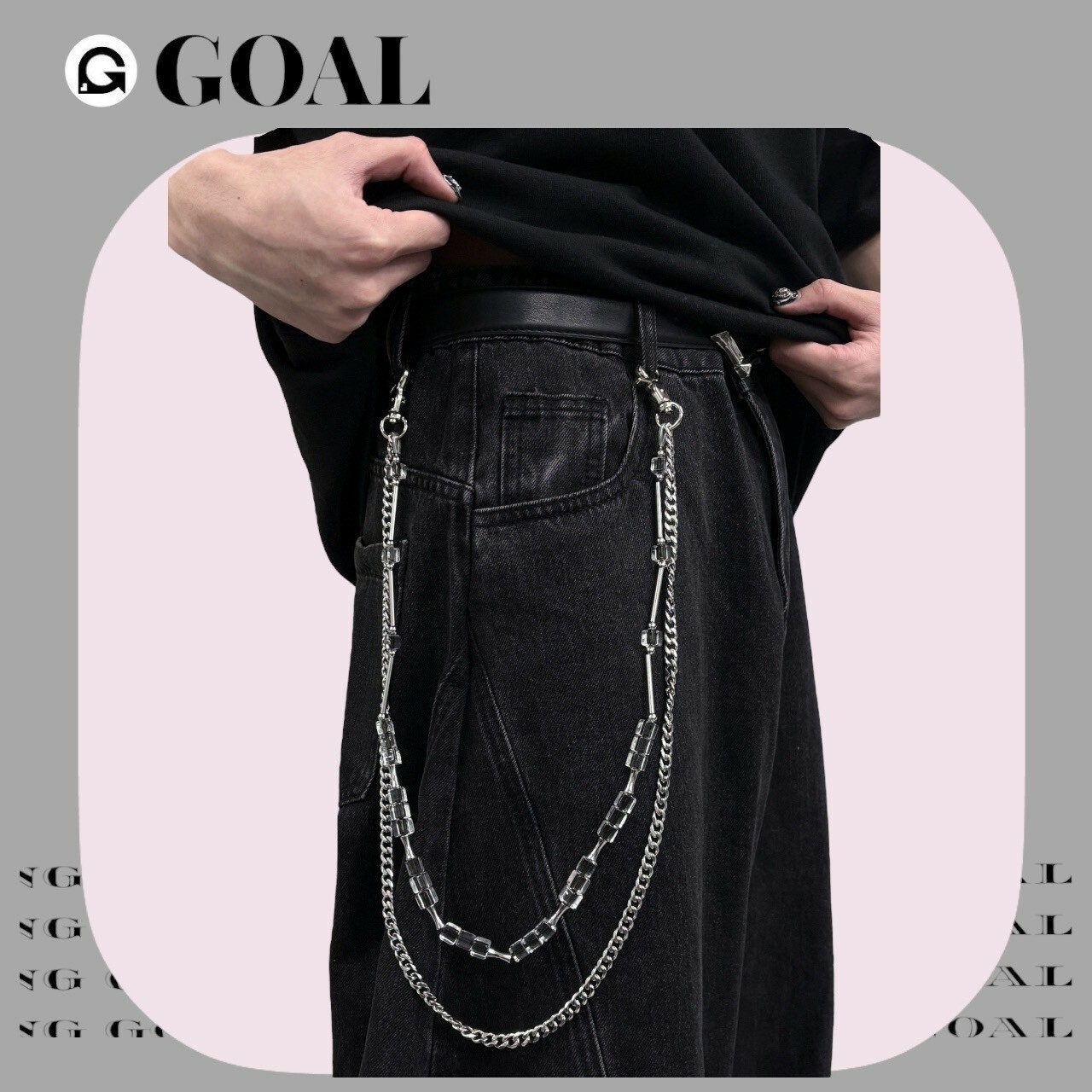 (GOAL) 雙層 冰塊 竹節 金屬 鍊條 褲鍊