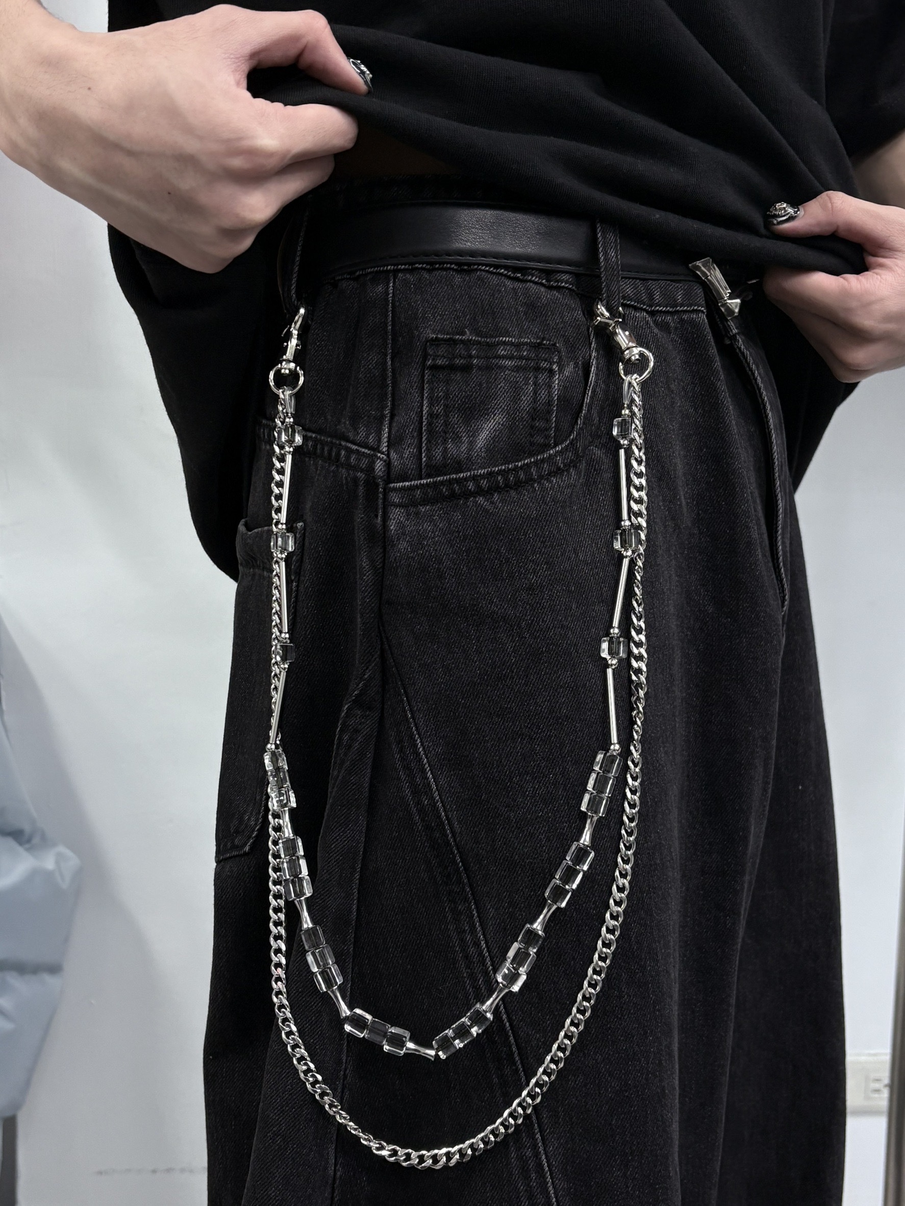 (GOAL) 雙層 冰塊 竹節 金屬 鍊條 褲鍊