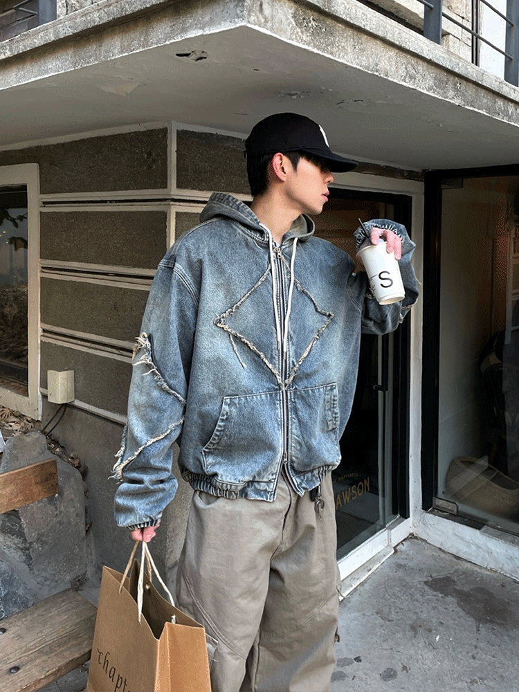 復古牛仔連帽外套