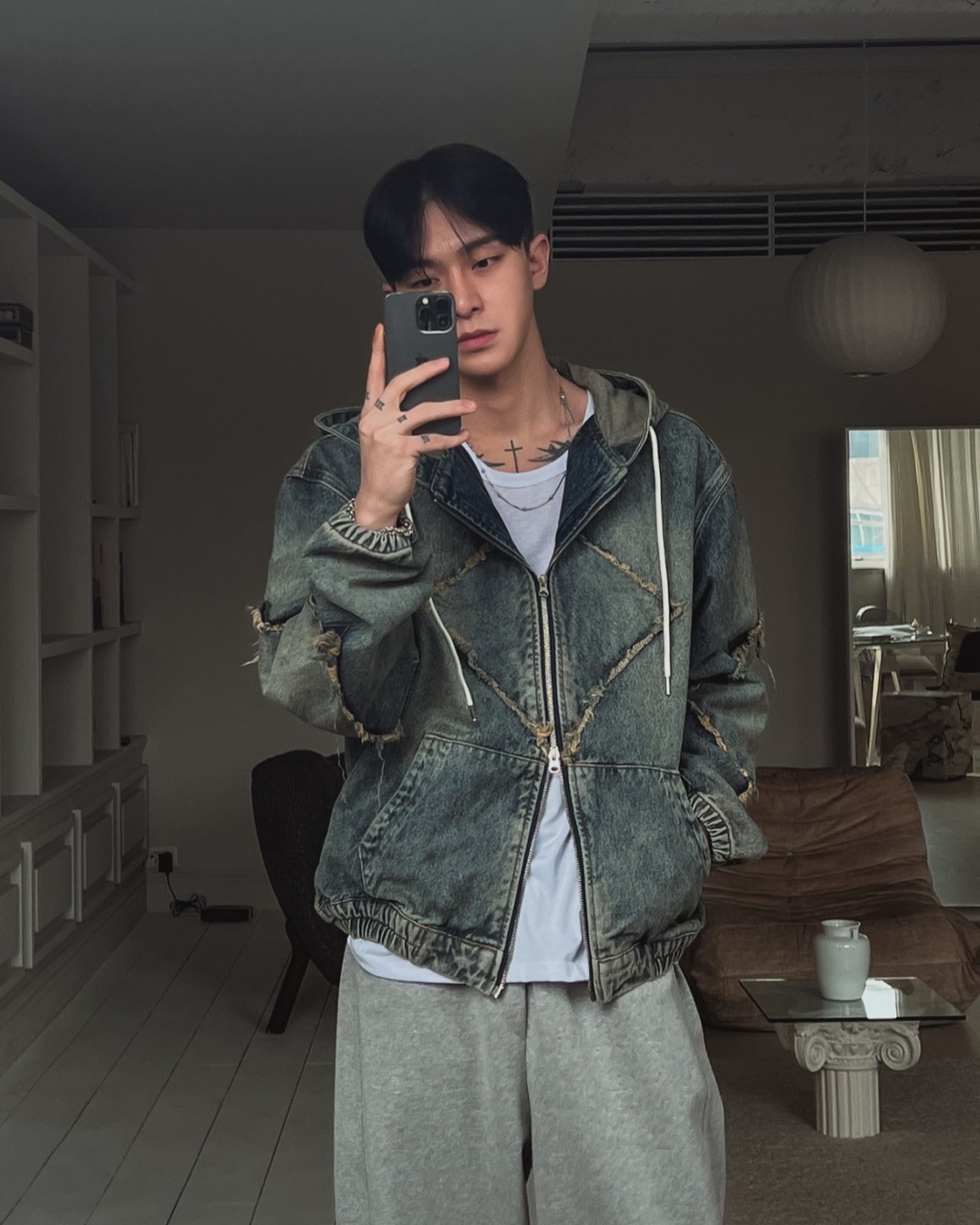 復古牛仔連帽外套