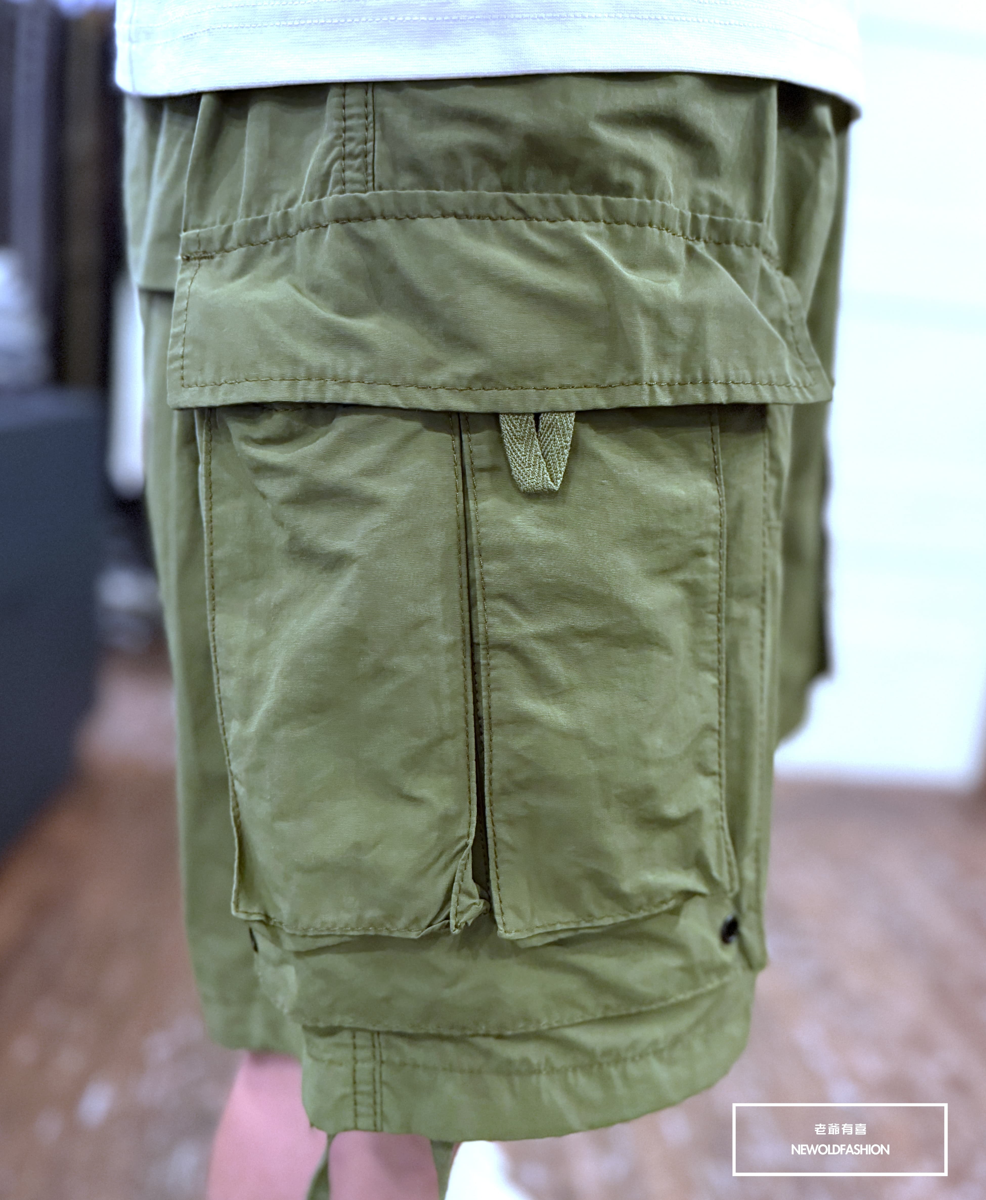 『新品上市』重磅雙層直口袋工裝短褲(NOF25029902)-軍綠