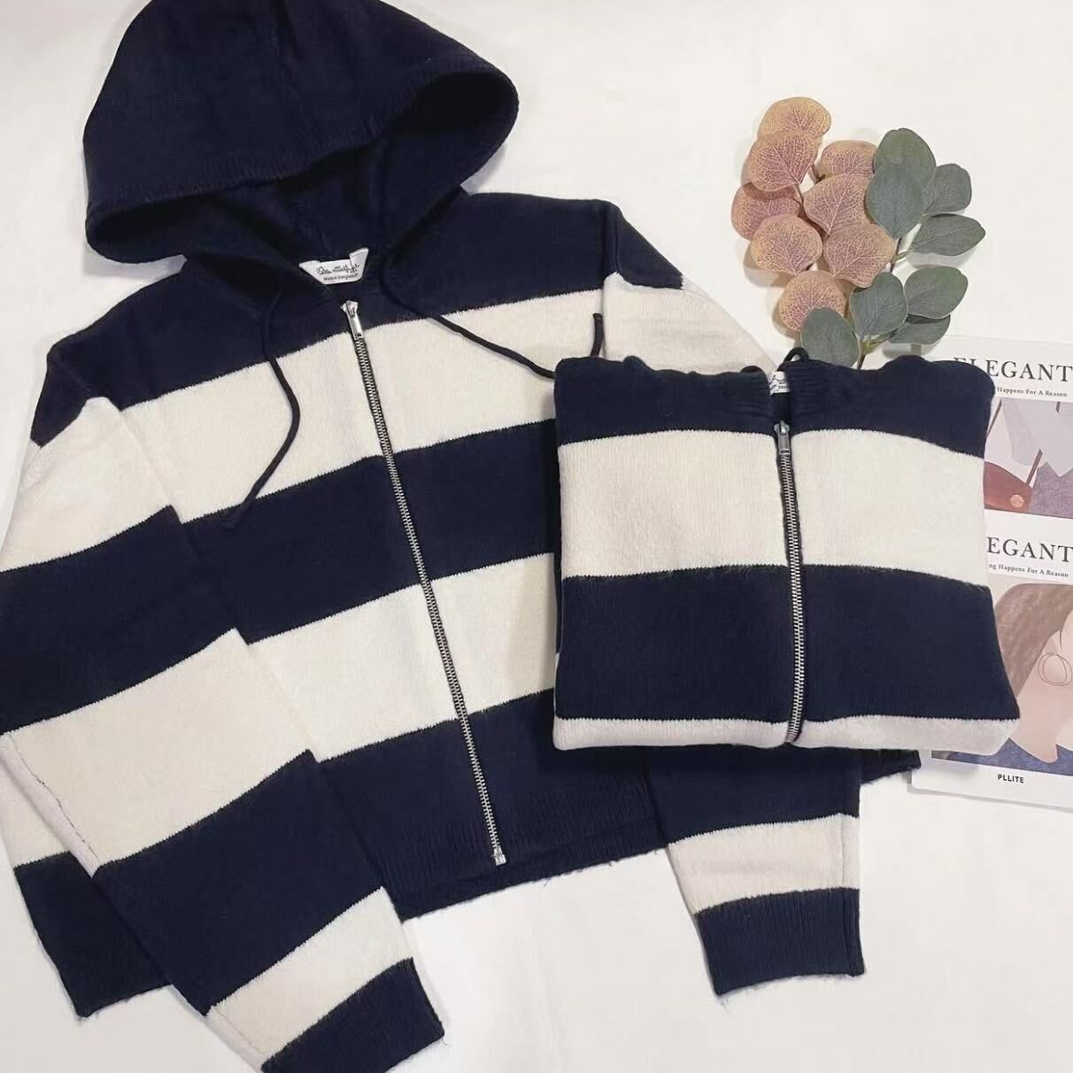 MISS SELFRIDGE ZIP THROUGH CROP KNIT HOODY