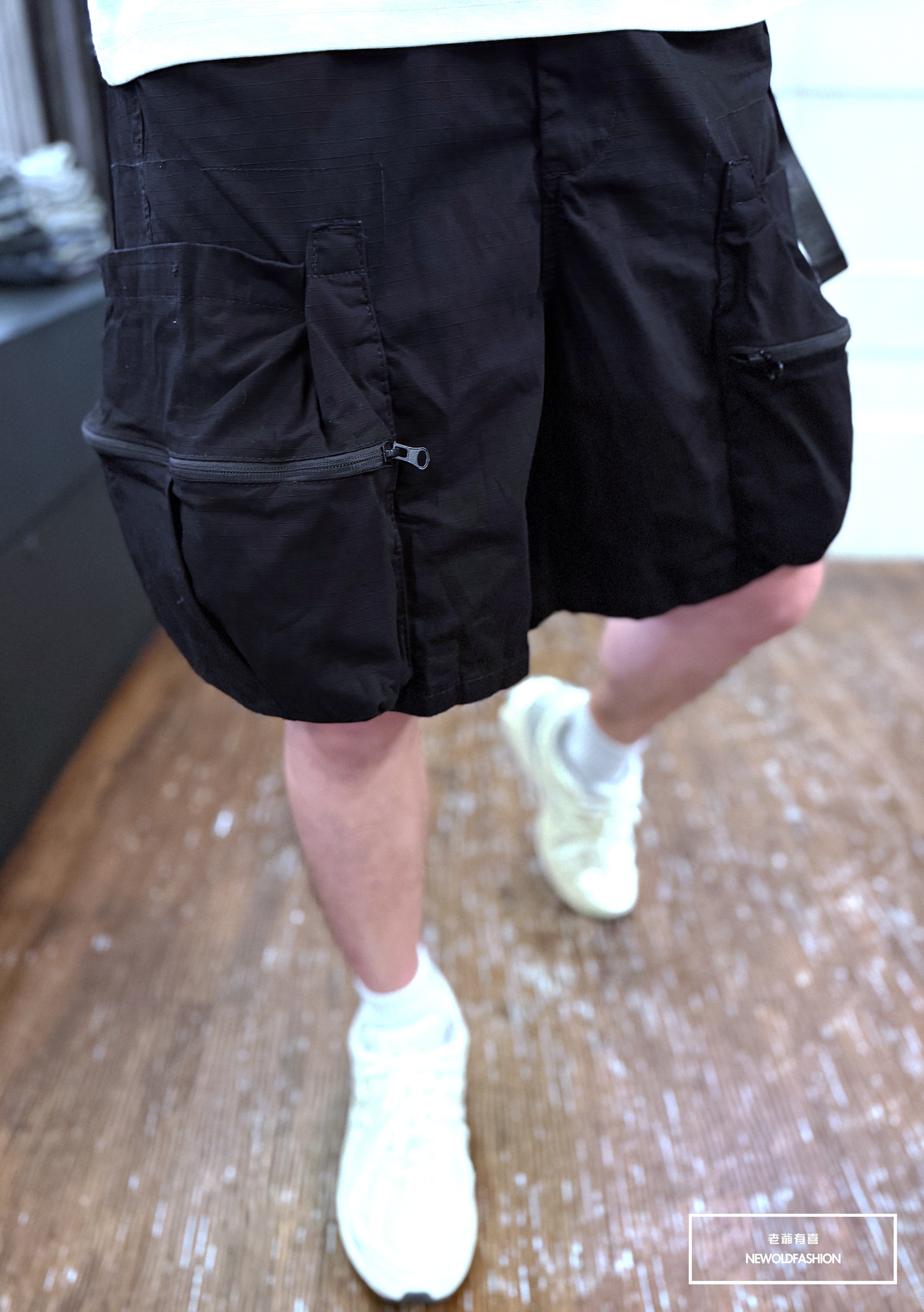 『新品上市』重磅立體拼接大口袋工裝短褲(NOF25028380)-黑