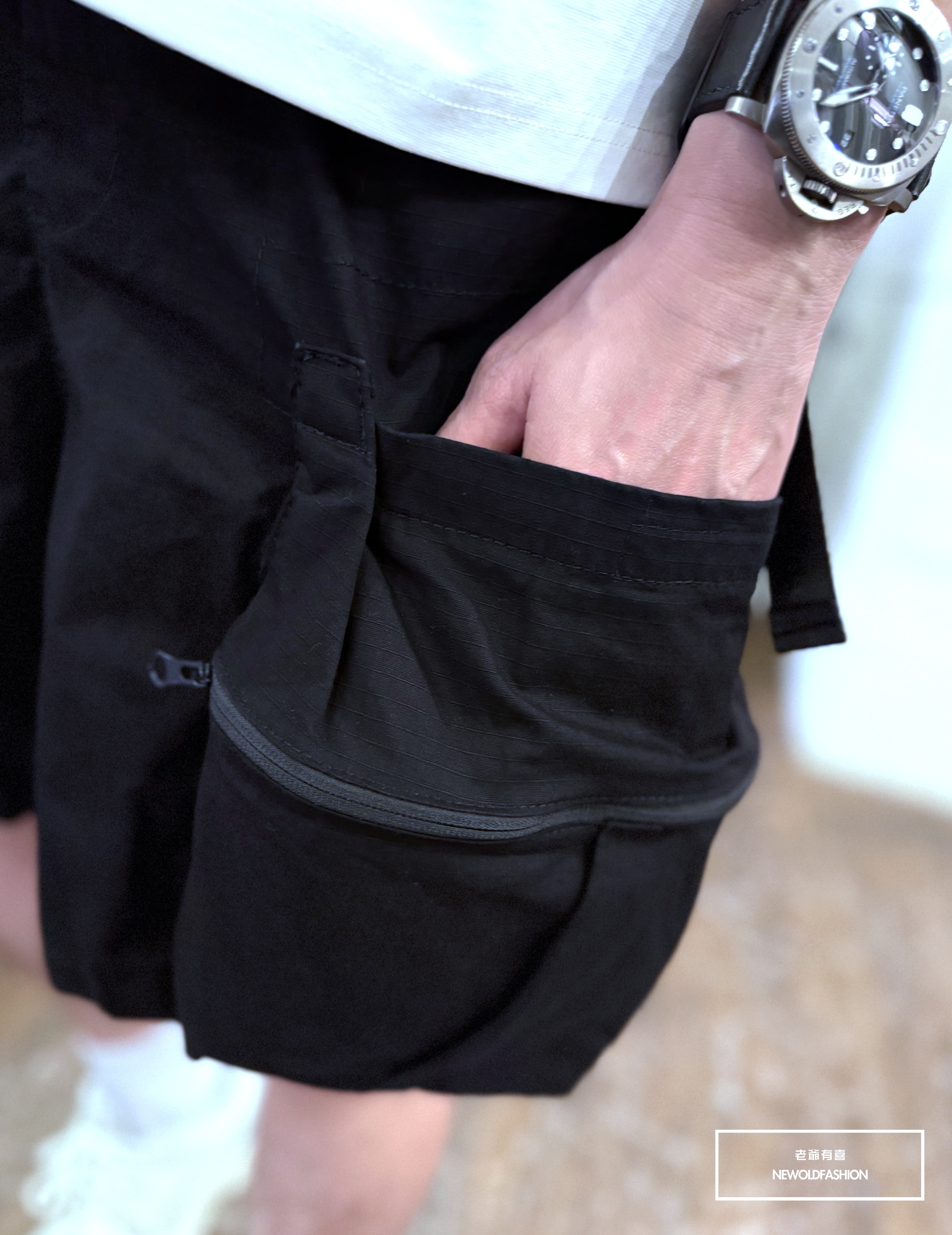 『新品上市』重磅立體拼接大口袋工裝短褲(NOF25028380)-黑