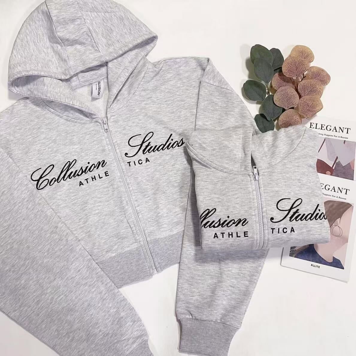COLLUSION BOXY CROPPED HOODIES