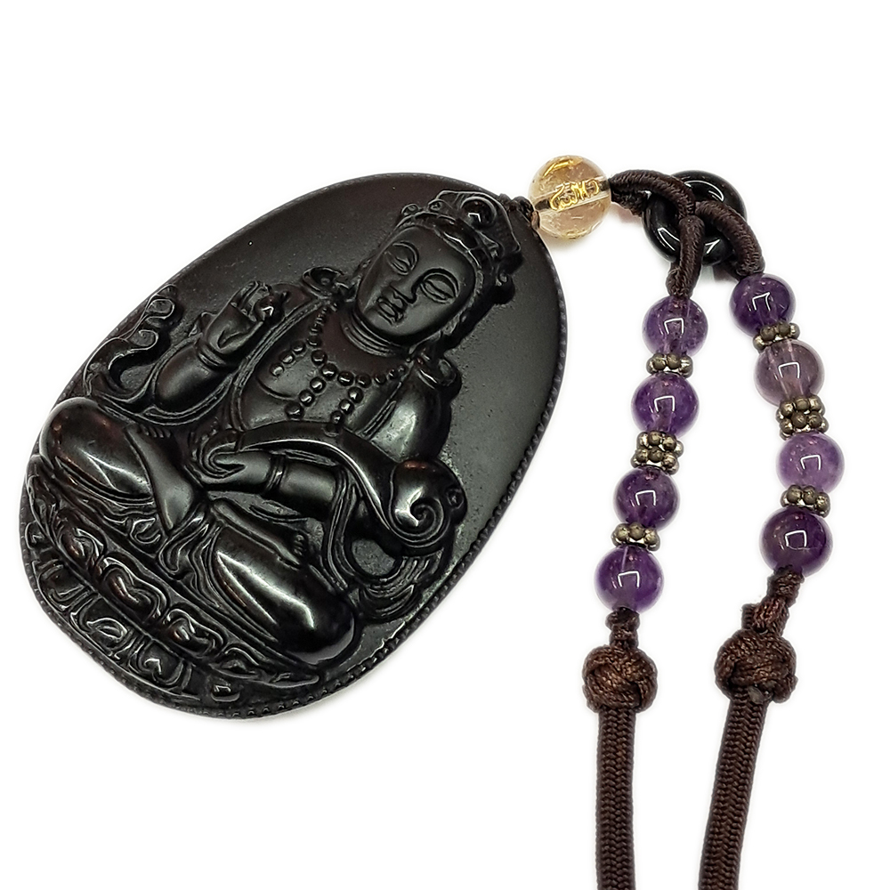 如意觀音{黑曜岩}紫晶項鍊【十方】135241