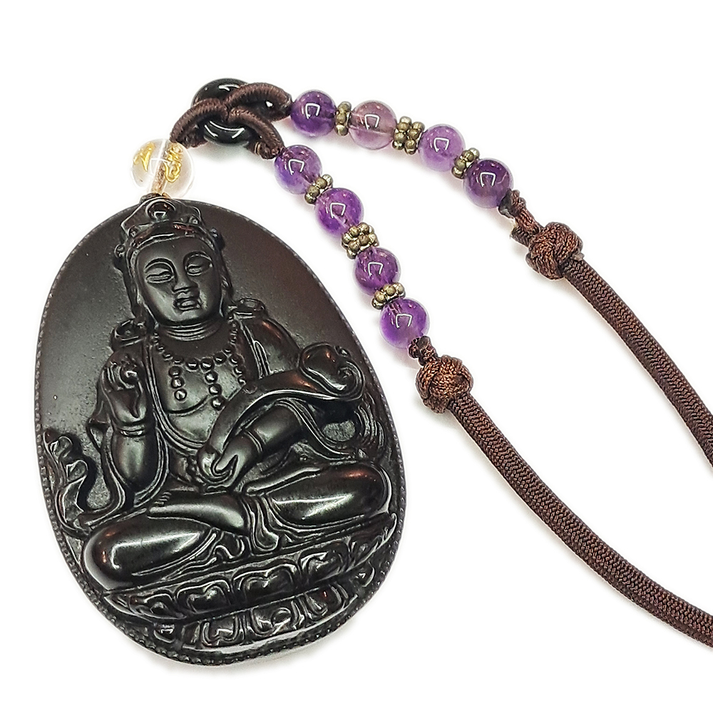 如意觀音{黑曜岩}紫晶項鍊【十方】135241