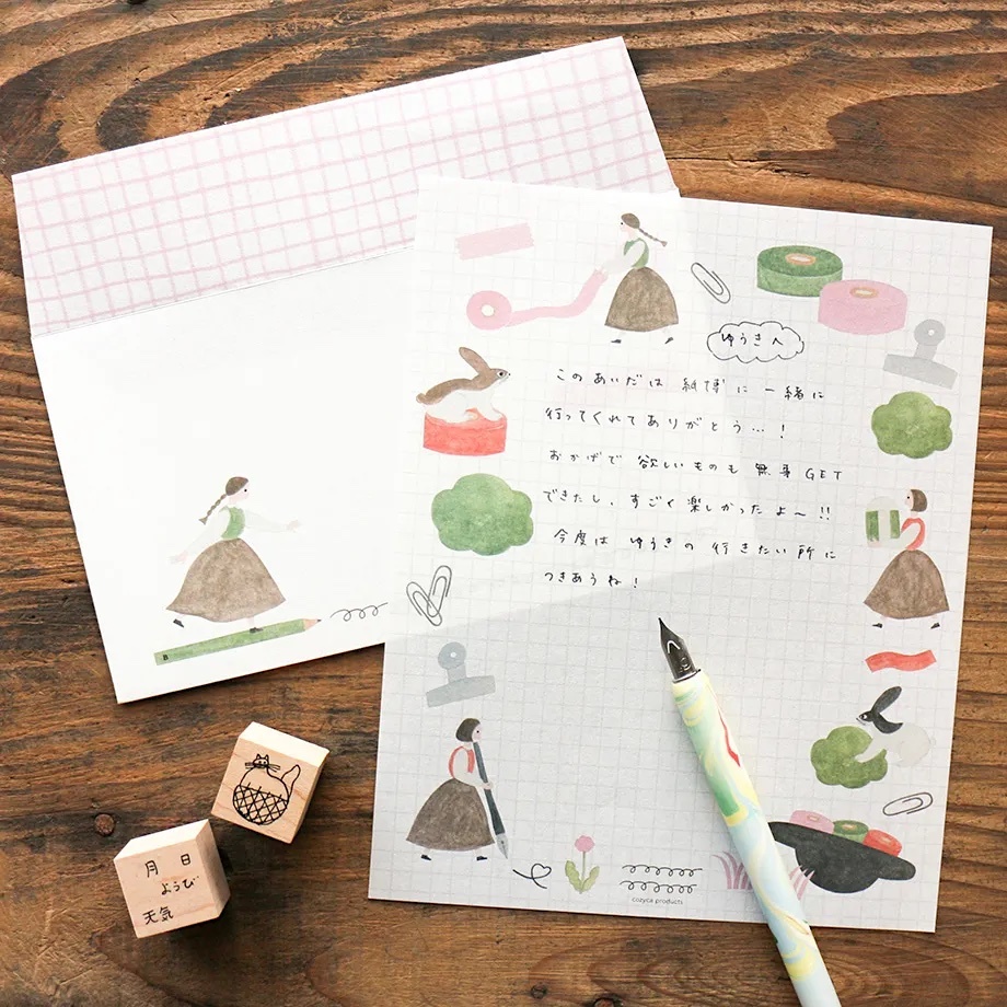 Hyogensha Mino Washi Letter and Envelope Set－Necktie Series | Field, On the Desk (Japanese Stationery Brand)