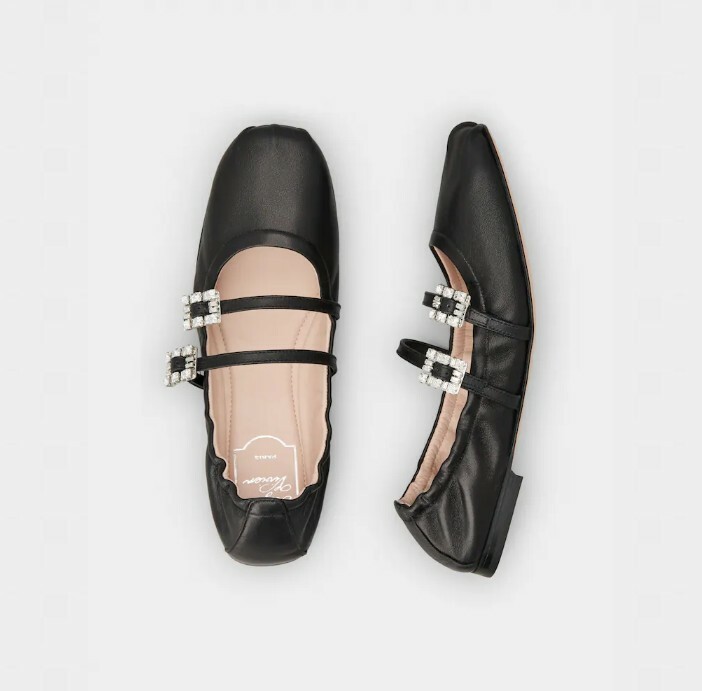 Roger Vivier  納帕皮革扣帶芭蕾舞鞋