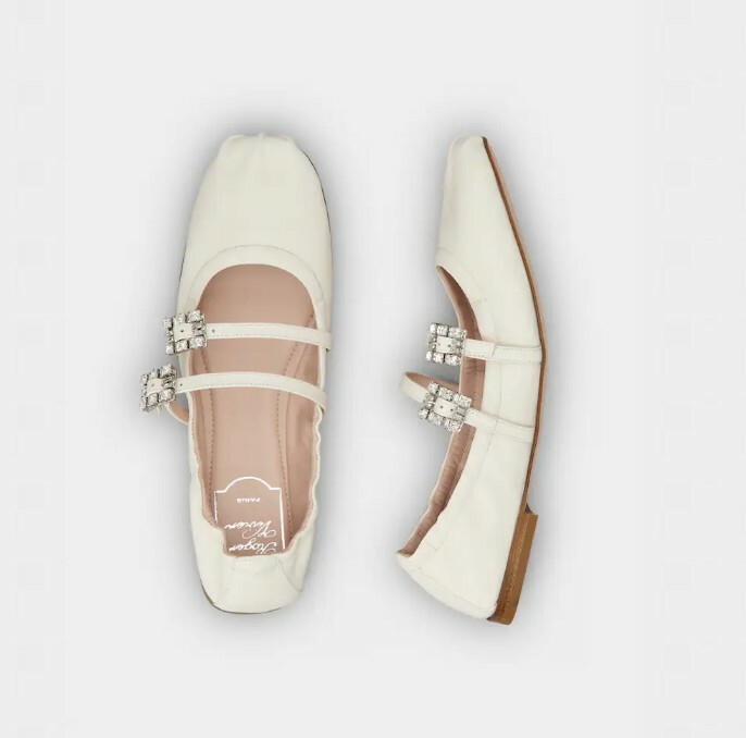 Roger Vivier  納帕皮革扣帶芭蕾舞鞋