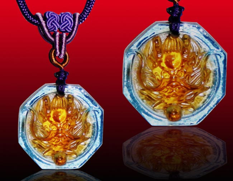 鹿港窯水晶琉璃｜八卦獅頭龍頭項鍊 鎮宅辟邪八方來財開運納福