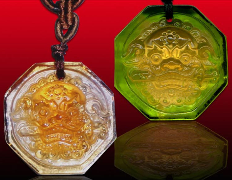 鹿港窯水晶琉璃｜八卦獅頭龍頭項鍊 鎮宅辟邪八方來財開運納福