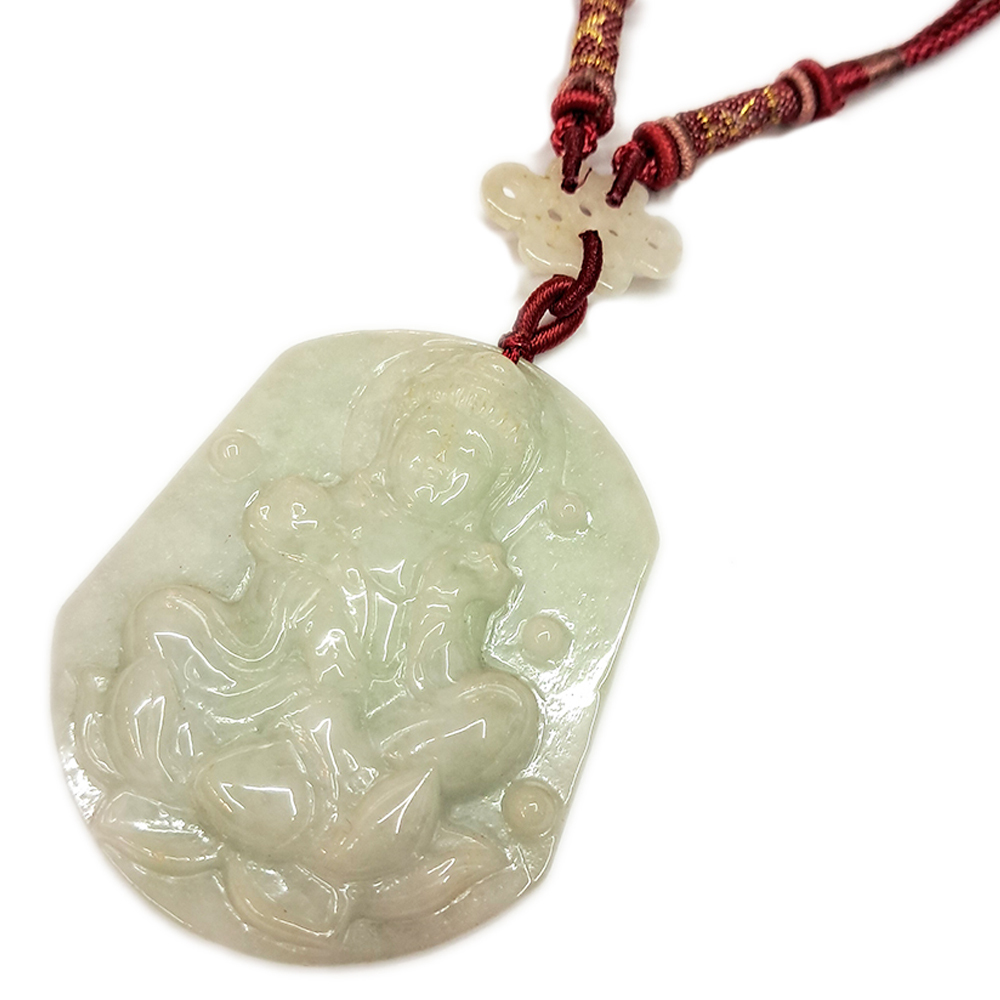 如意蓮花觀音{芙蓉}玉珮中國結項鍊【十方】137031