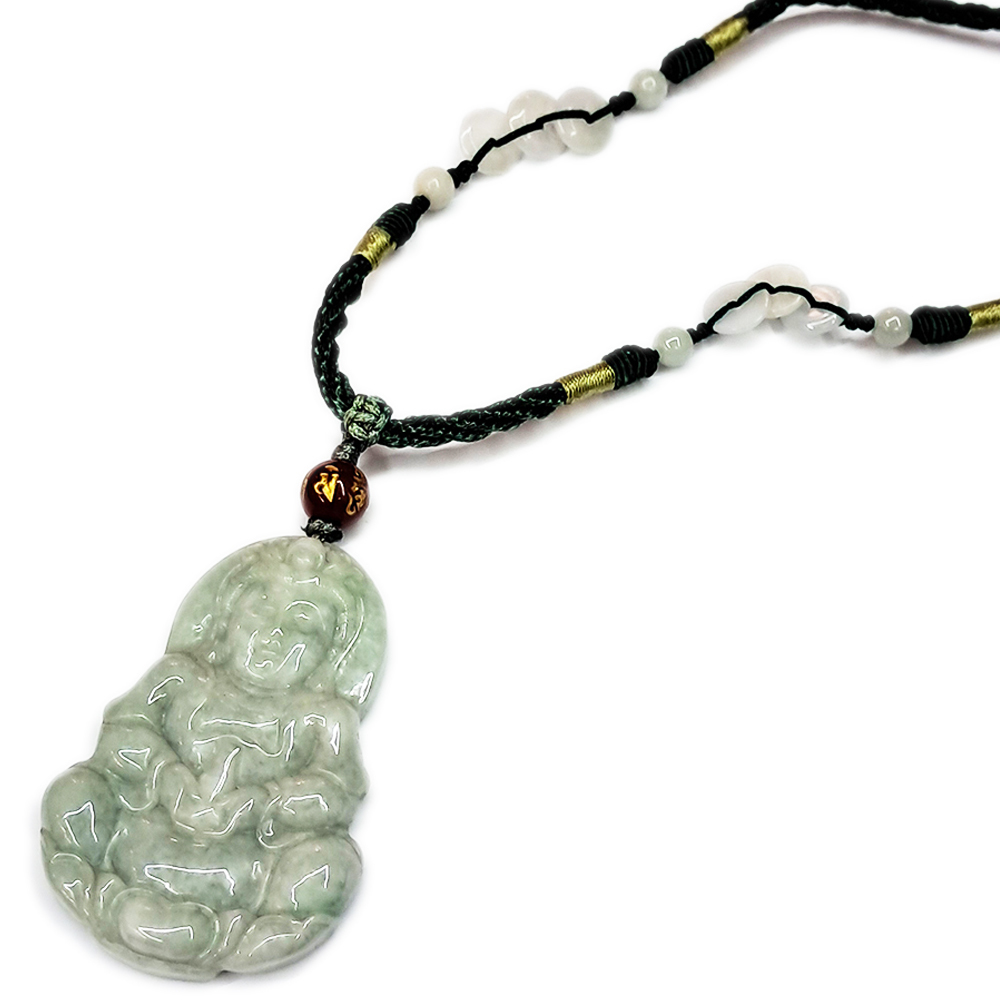 觀音{青帶綠}玉佩項鍊5公分【十方】136944