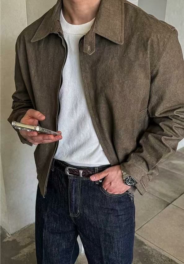 淨色反領拉鍊外套 TAC-0144JK