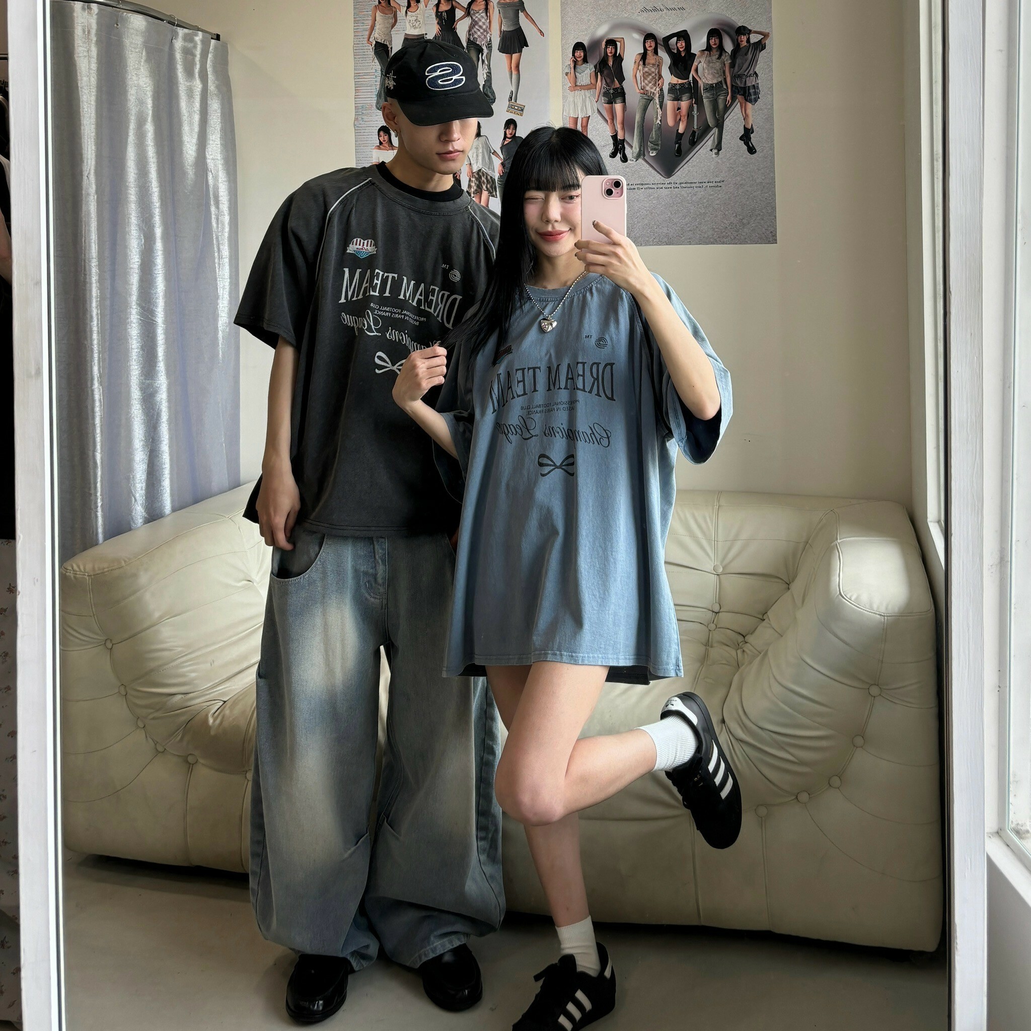 洗舊美式復古印花大tee