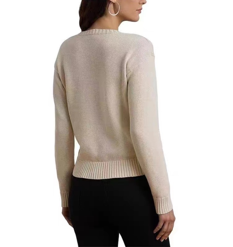 Ralph Lauren 米白圓領徽章針織上衣 女款