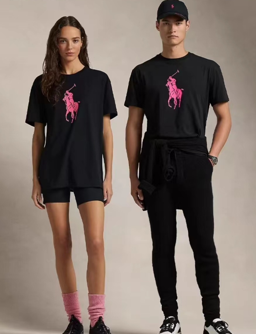 Ralph Lauren 黑色 桃紅大戰馬 Tee 男女款