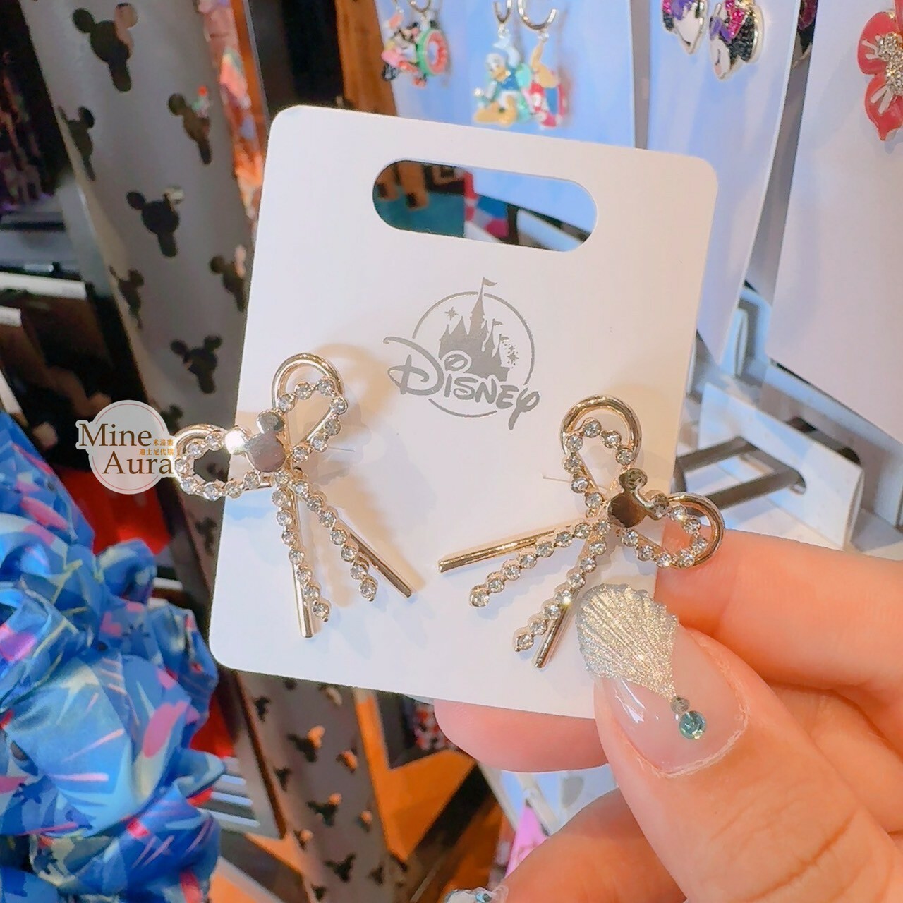 米奇 Mickey 米奇頭 亮鑽 蝴蝶結 造型 耳環 首飾 -香港迪士尼樂園