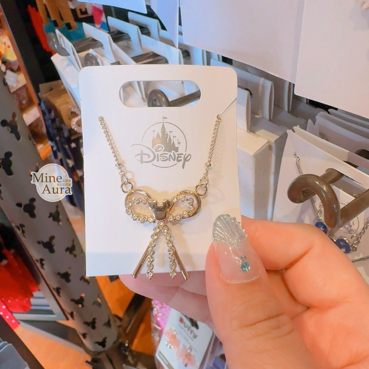 米奇 Mickey 米奇頭 亮鑽 蝴蝶結 造型 項鍊 首飾 -香港迪士尼樂園