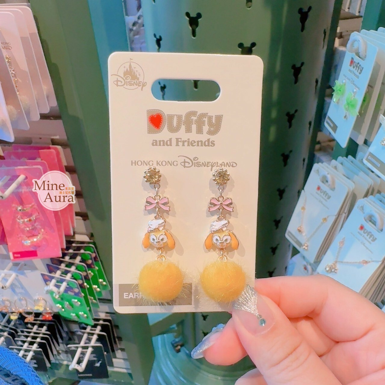 可琦安 餅乾 CookieAnn 亮鑽 蝴蝶結 大頭 造型 毛球 毛毛 耳針 首飾 -香港迪士尼樂園