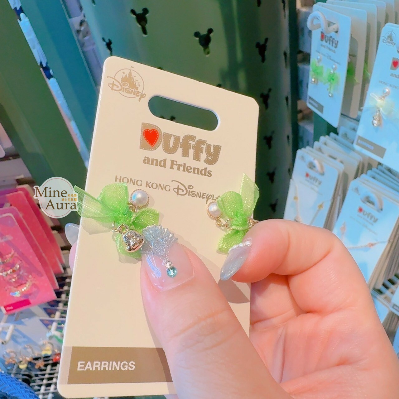 奧樂米拉 海龜 OluMel 大頭墜飾 紗質 蝴蝶結 造型 耳環 首飾 -香港迪士尼樂園