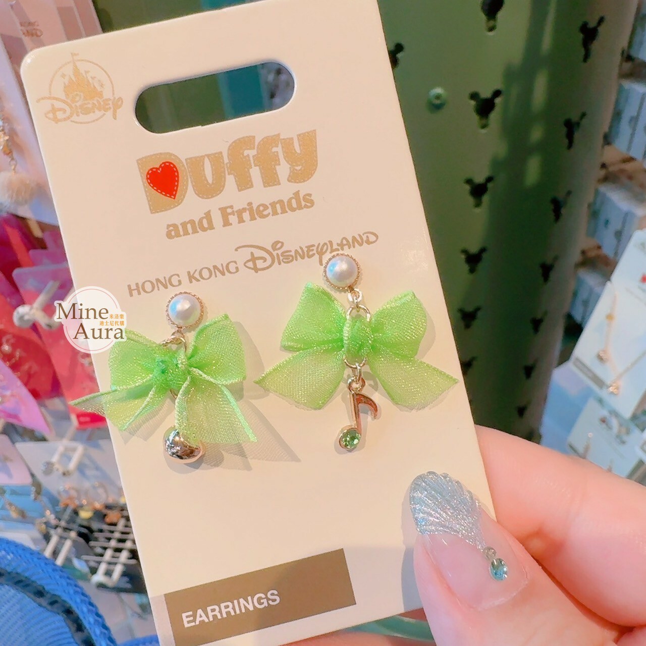 奧樂米拉 海龜 OluMel 大頭墜飾 紗質 蝴蝶結 造型 耳環 首飾 -香港迪士尼樂園