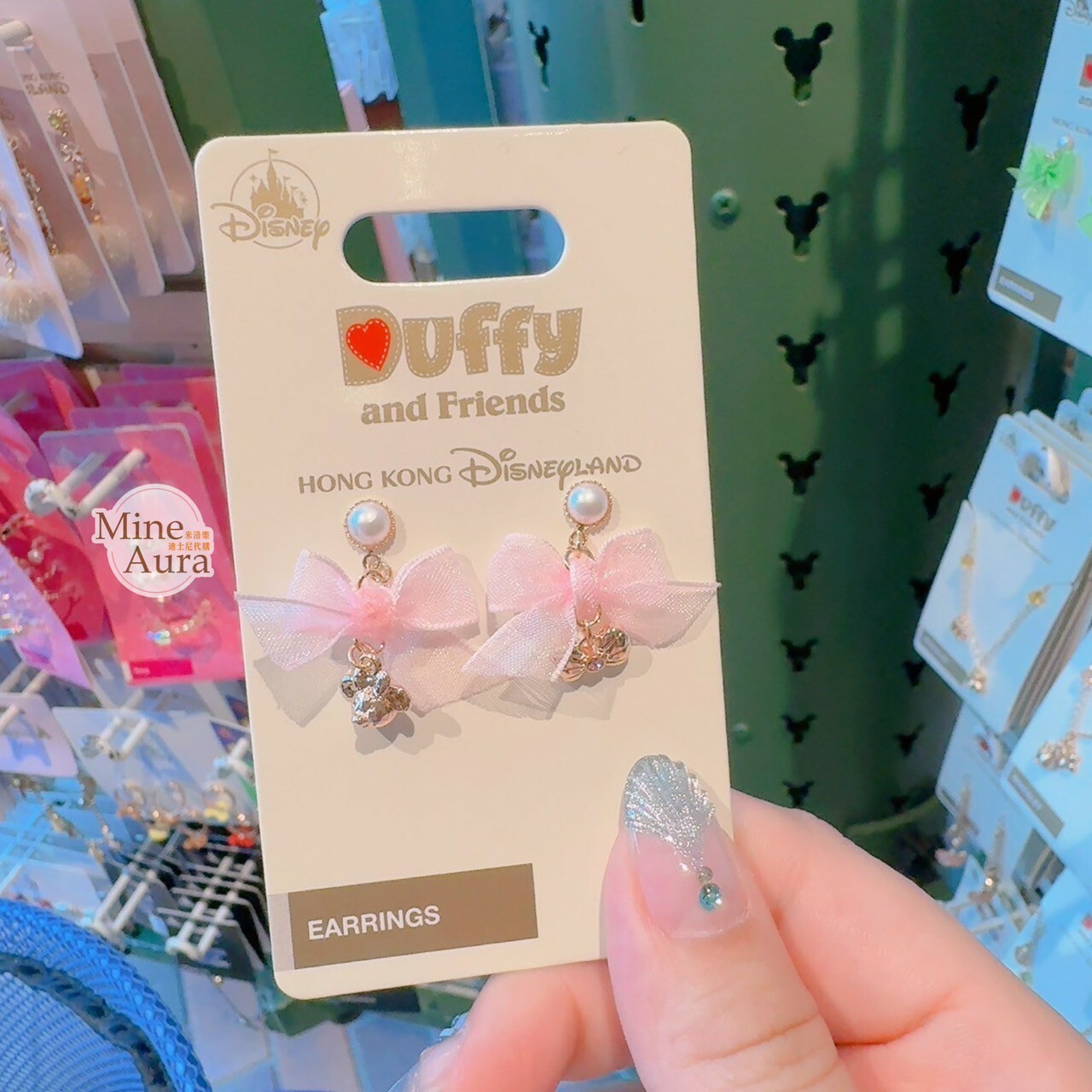 雪莉玫 ShellieMay 大頭墜飾 紗質 蝴蝶結 造型 耳環 首飾 -香港迪士尼樂園