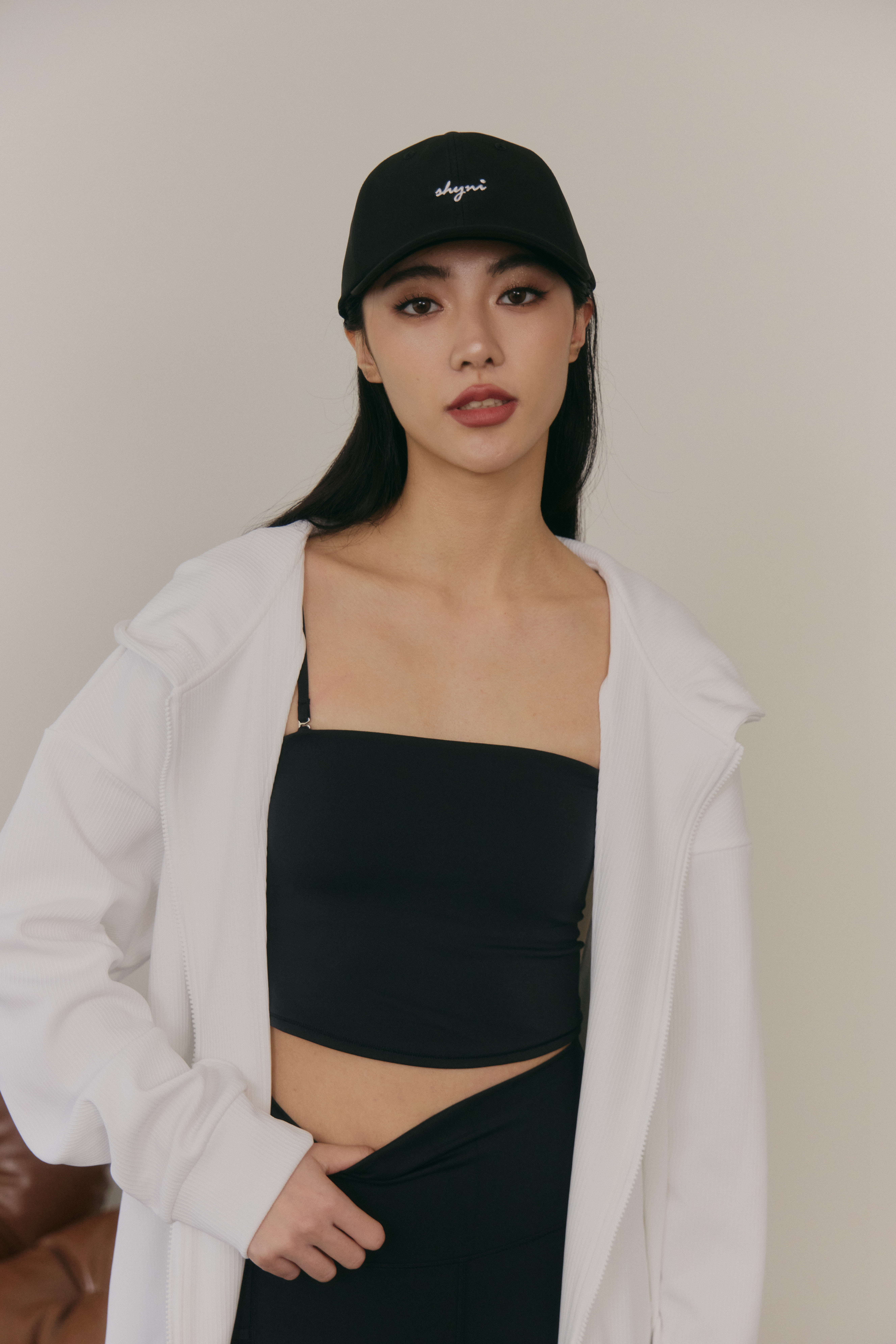 條紋寬鬆連帽外套(UNISEX)- 白