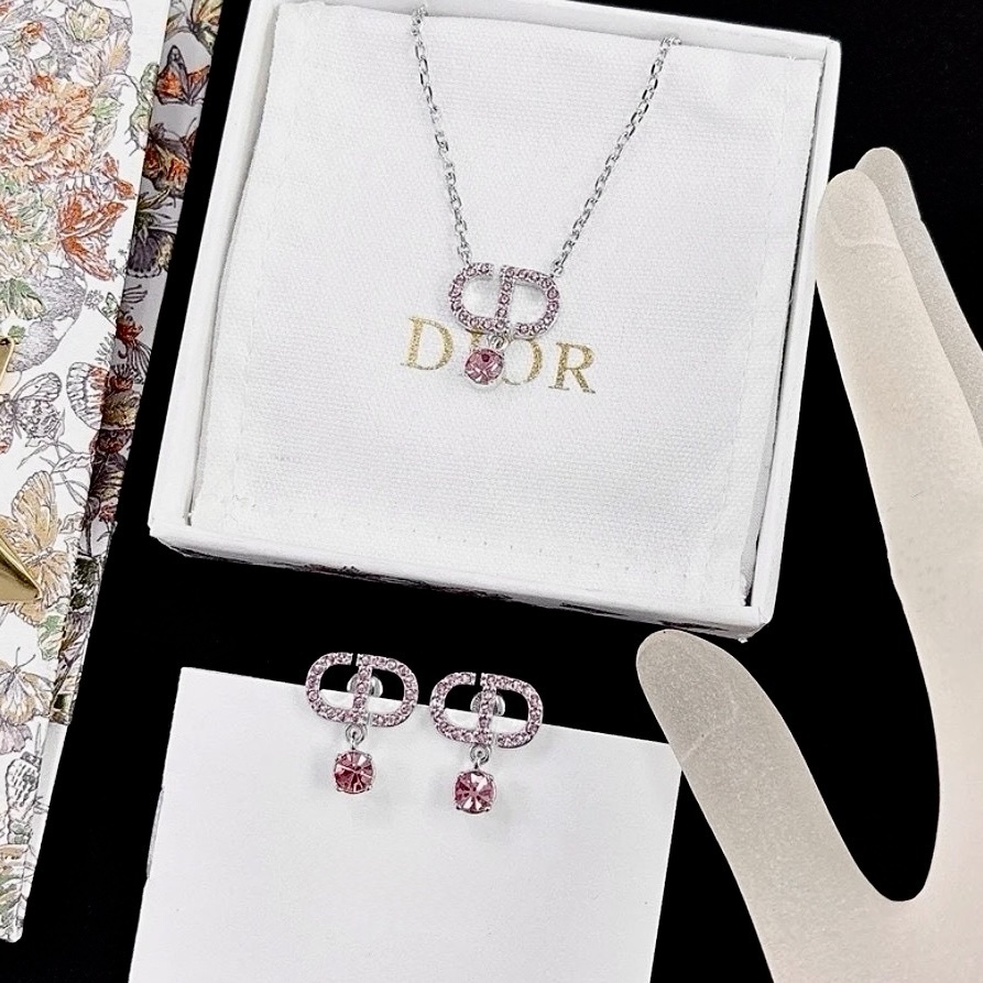 18k CD”粉白金鑽字母高奢定製耳墜/項鍊