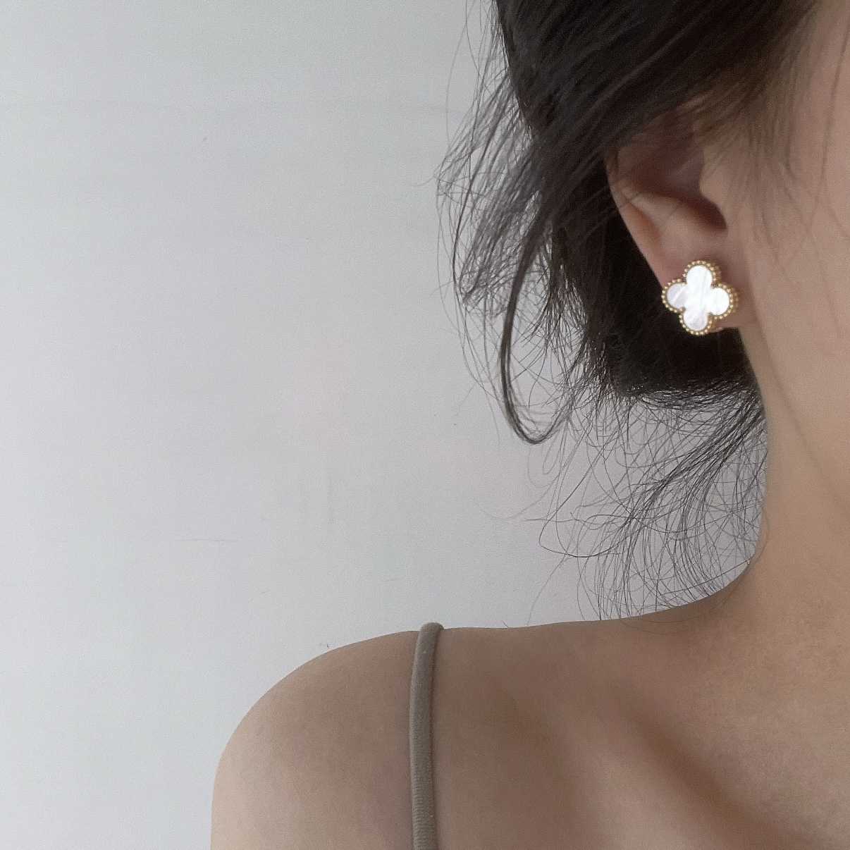 18k”經典四葉草母貝/全系列材質”高奢定製耳釘