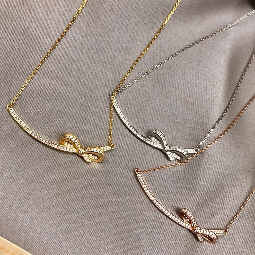 18k香奶奶滿鑽蝴蝶結ruban”高奢定製項鍊