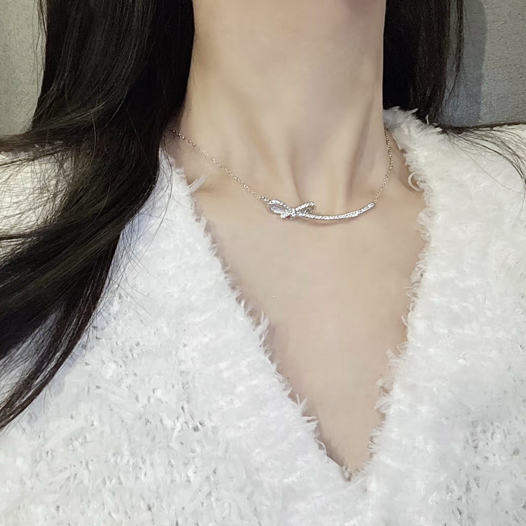 18k香奶奶滿鑽蝴蝶結ruban”高奢定製項鍊