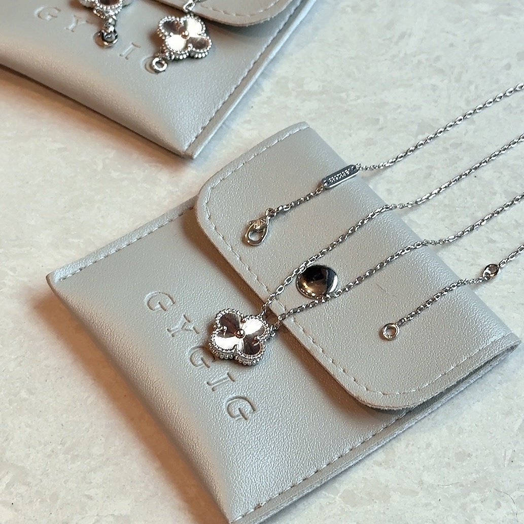 【中號無鑽項鍊】18k”聖誕玫瑰金鐳射”白金邊四葉草高奢定製款