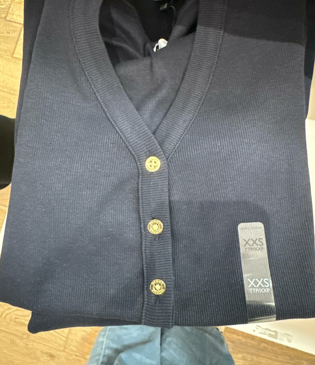 [U] TOMMY HILFIGER NAVY WOMEN'S PUFF HENLEY LONG SLEEVE T-SHIRT, 76J5529-410 (UTH436)