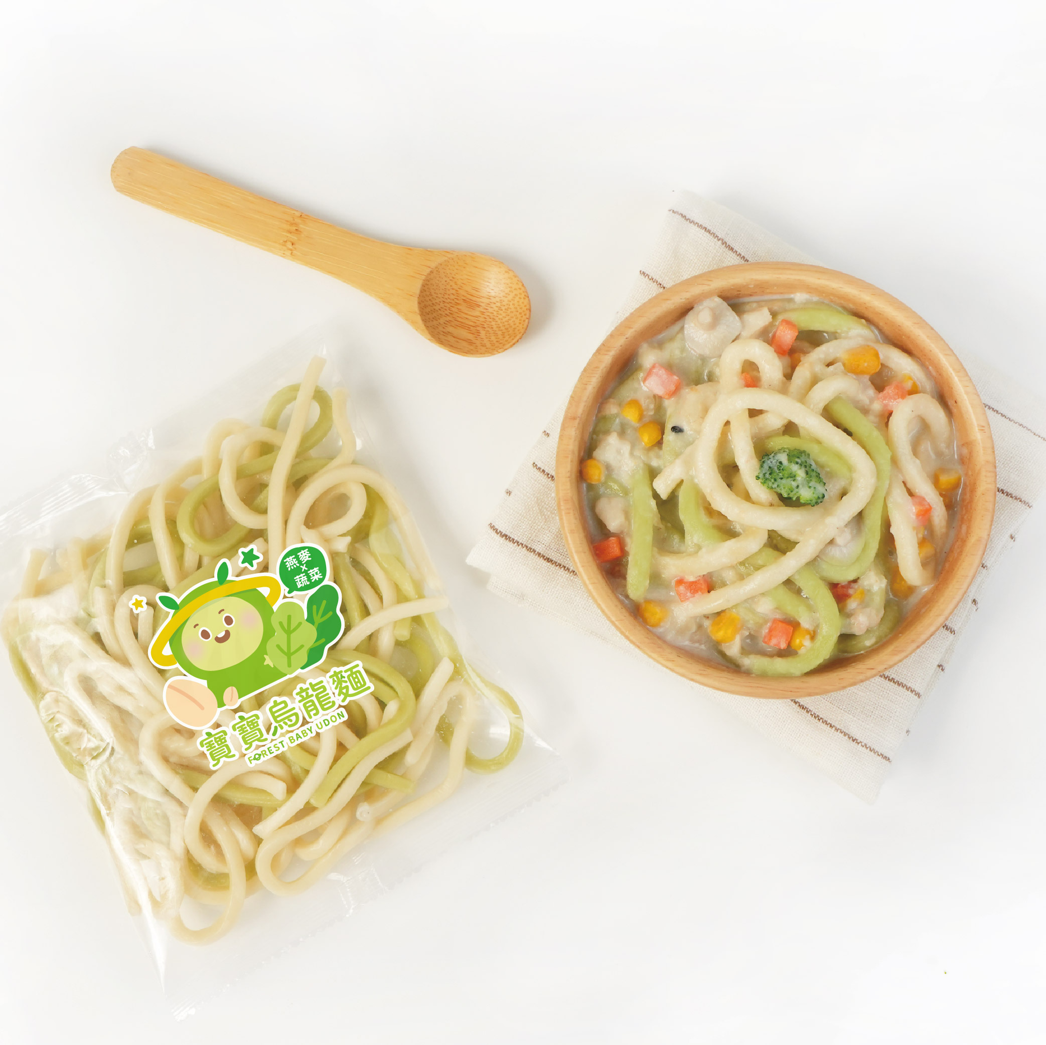 寶寶惜福良品｜繽紛寶寶烏龍麵｜蔬菜X燕麥｜適合1歲以上｜1包入(100g)｜冷凍