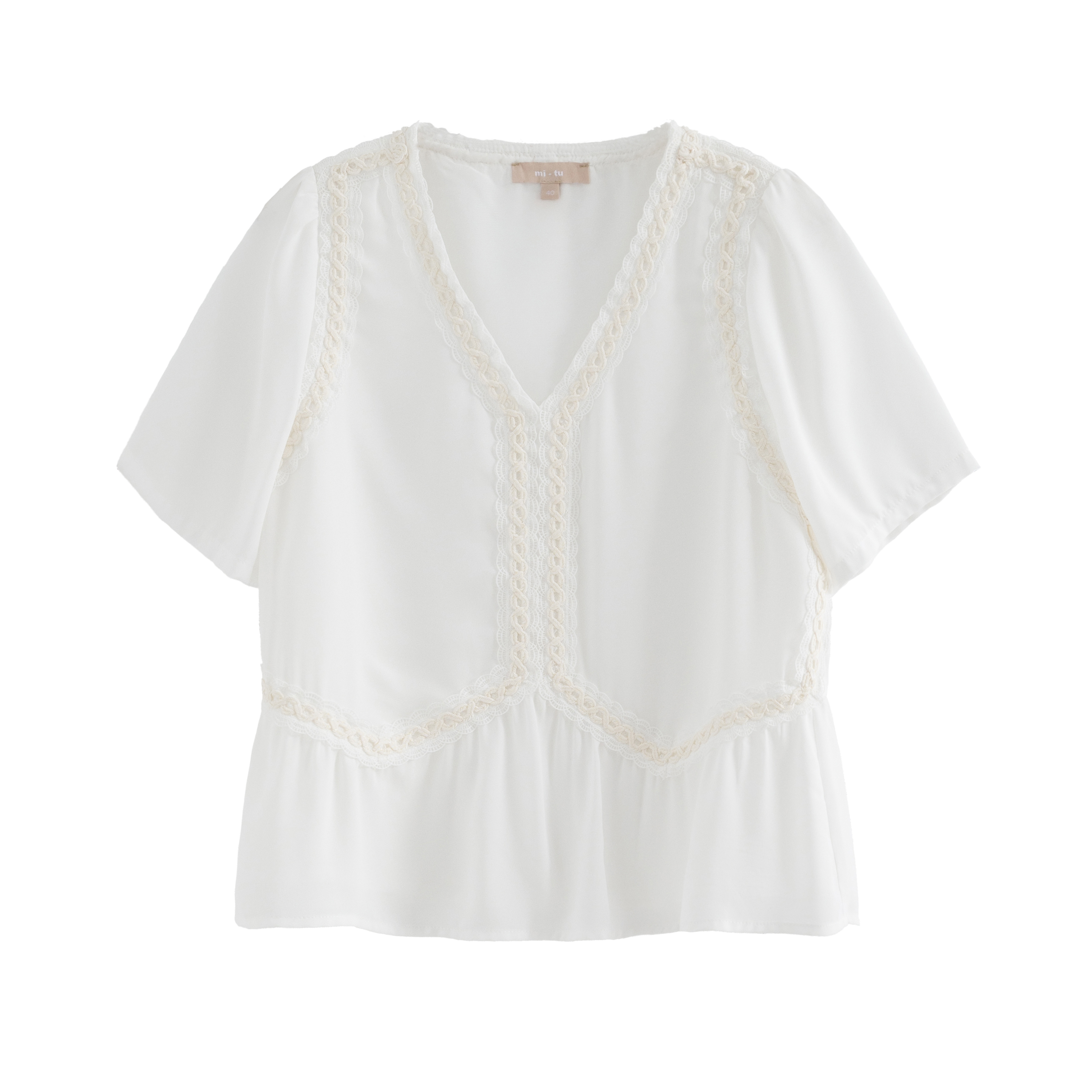 mi-tu 蕾絲短袖恤衫
