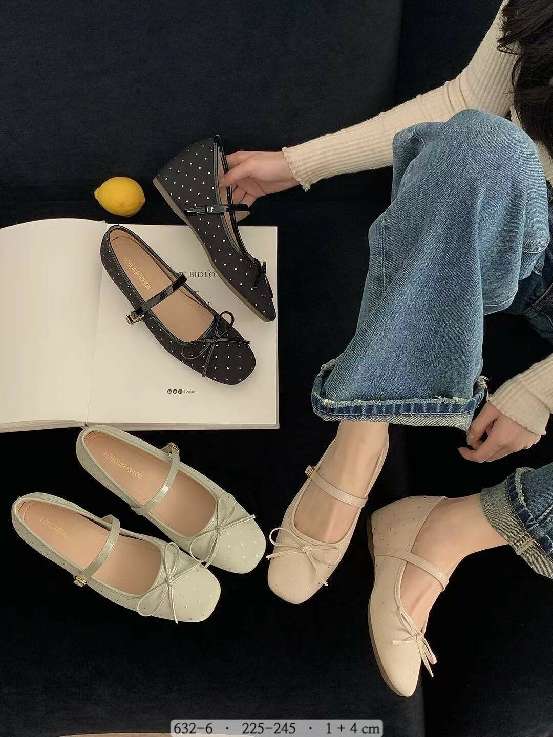632-6韓國氣質繫帶方頭娃娃鞋