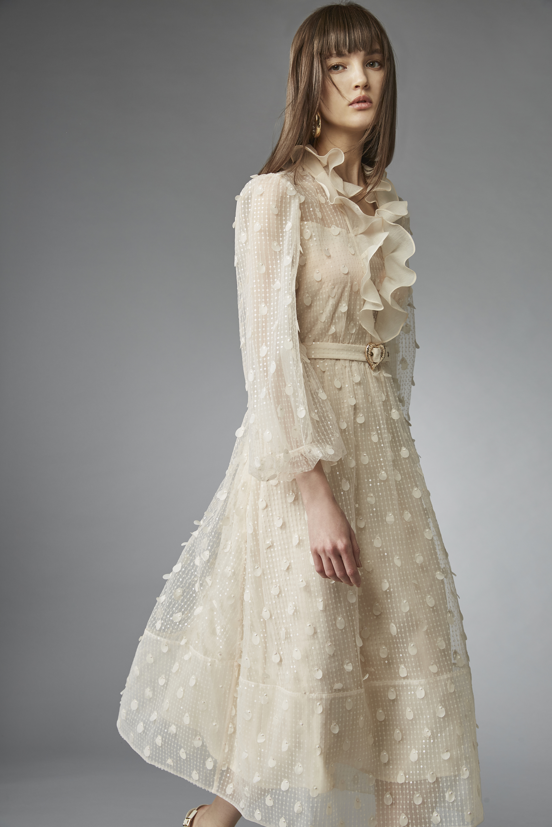 BB1AA005E1 希臘婚禮復古荷葉連衣裙 (高訂款 / 附布腰帶 / 官網限定)