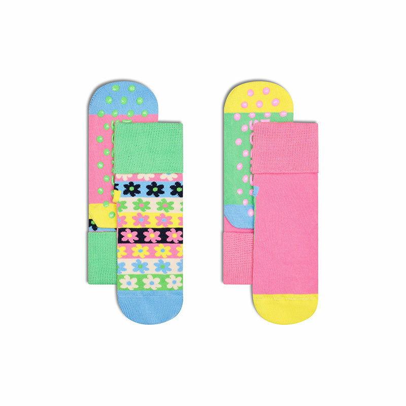 Happy Socks - 兒童襪 2件套 花條紋防滑