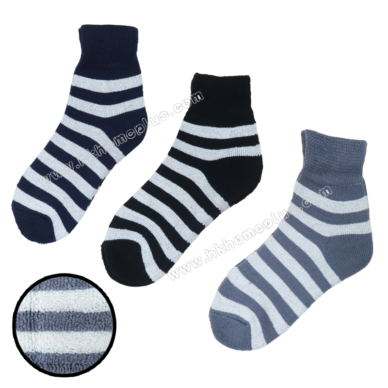 2對裝 女裝保暖銀絲間條短襪