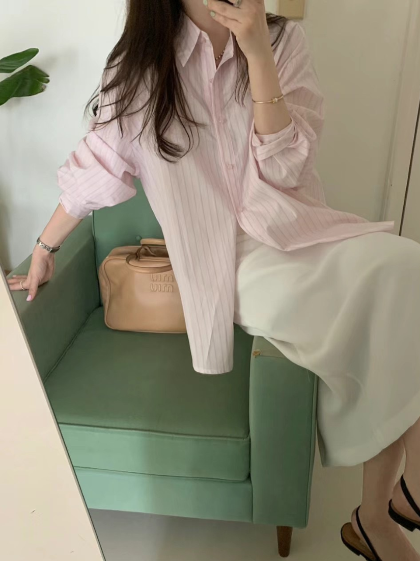 [現貨] Gemma 好搭直條襯衫 [ 粉色 / Free ]
