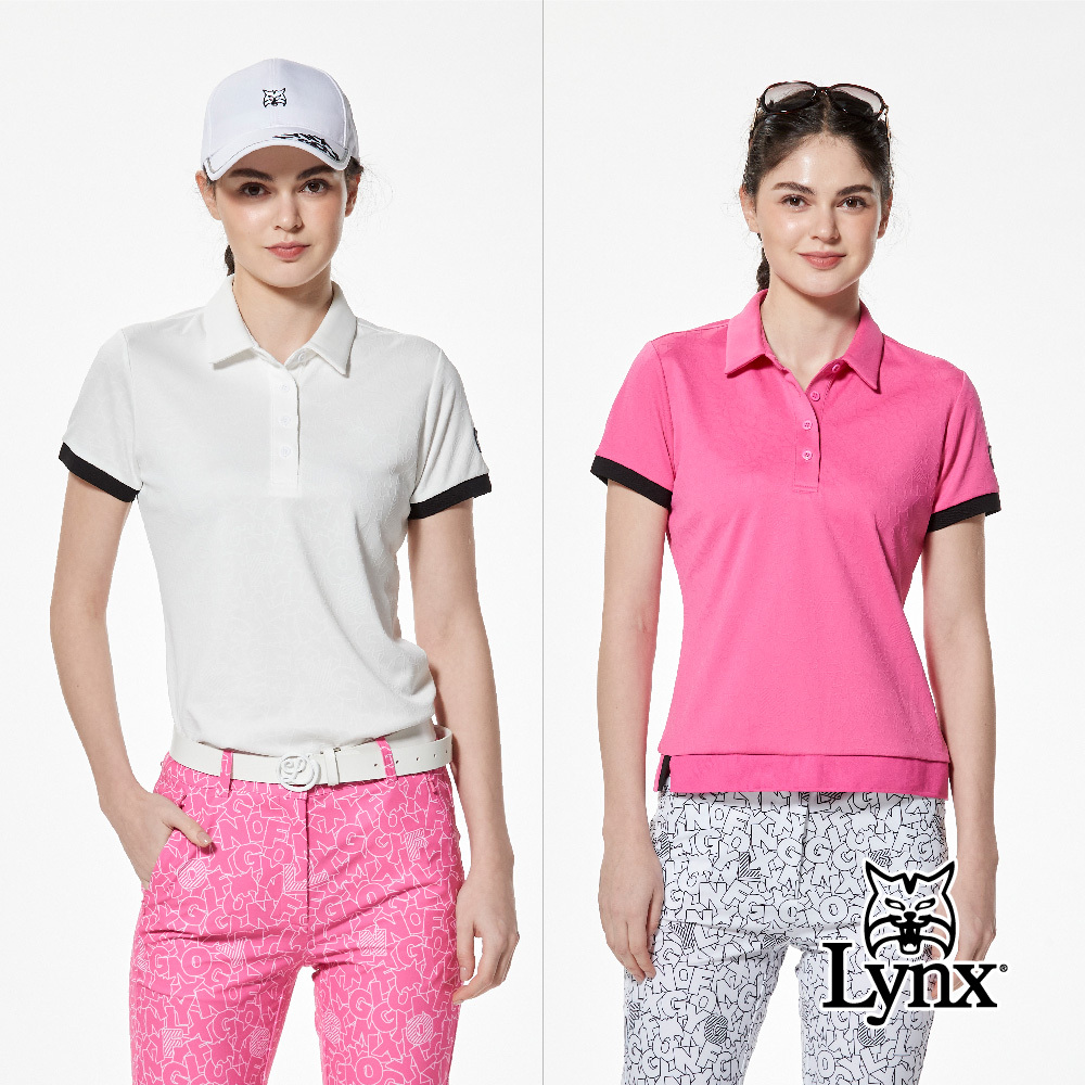 【Lynx Golf】吸排緹花工藝剪裁單邊開杈POLO衫/高爾夫球衫