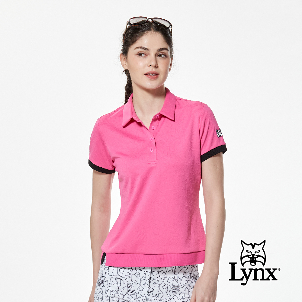 【Lynx Golf】吸排緹花工藝剪裁單邊開杈POLO衫/高爾夫球衫